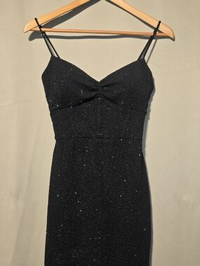Lovely Day Black Sparkle Spaghetti-Strap Mini Dress